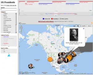       Image of interface created from the open source Simile Exhibit software