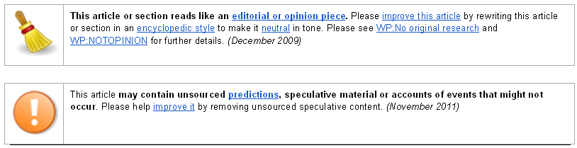 Disclaimer banners at the top of the page Digital Preservation Wikipedia page.